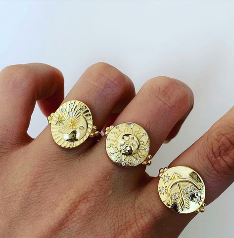 Sun Face Sterling Silver Ring - Spero London