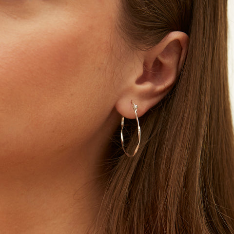 Lightly Twisted Sterling Silver Hoop Earrings