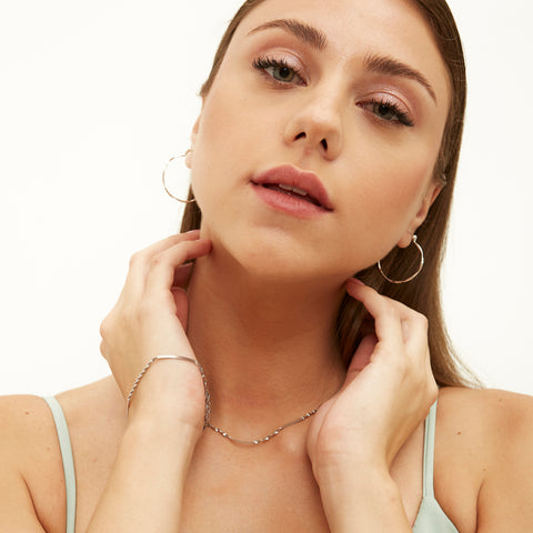 Lightly Twisted Sterling Silver Hoop Earrings