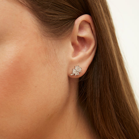 Four Leaf Clover Sterling Silver Stud Earrings