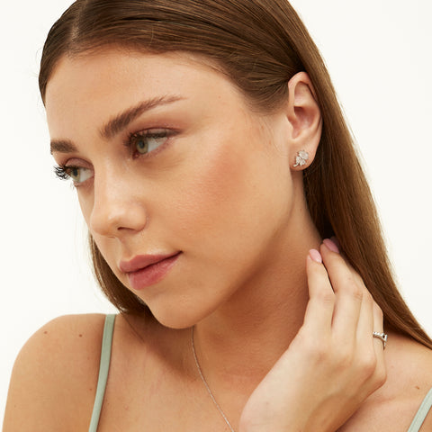 Four Leaf Clover Sterling Silver Stud Earrings