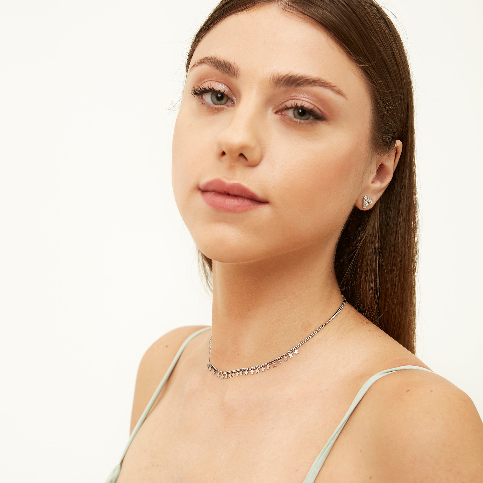 Multiple Star Sterling Silver Station Necklace