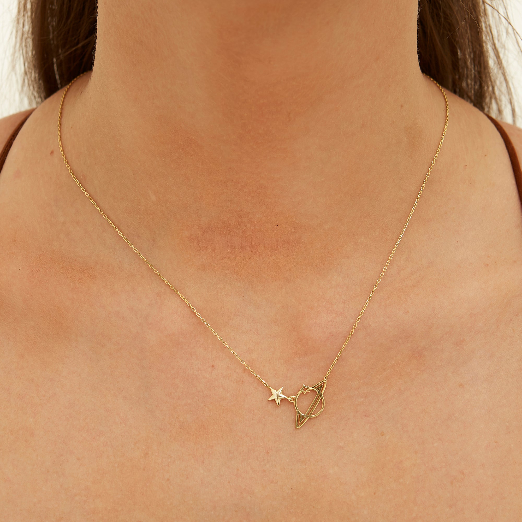 Sterling Silver Saturn Necklace - Spero London