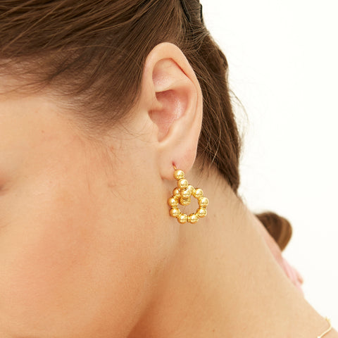 Large Lapped Bead Sterling Silver Earrings