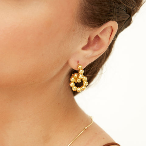 Large Lapped Bead Sterling Silver Earrings
