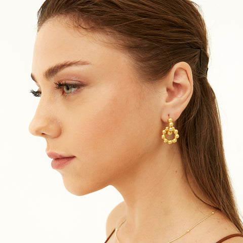 Large Lapped Bead Sterling Silver Earrings