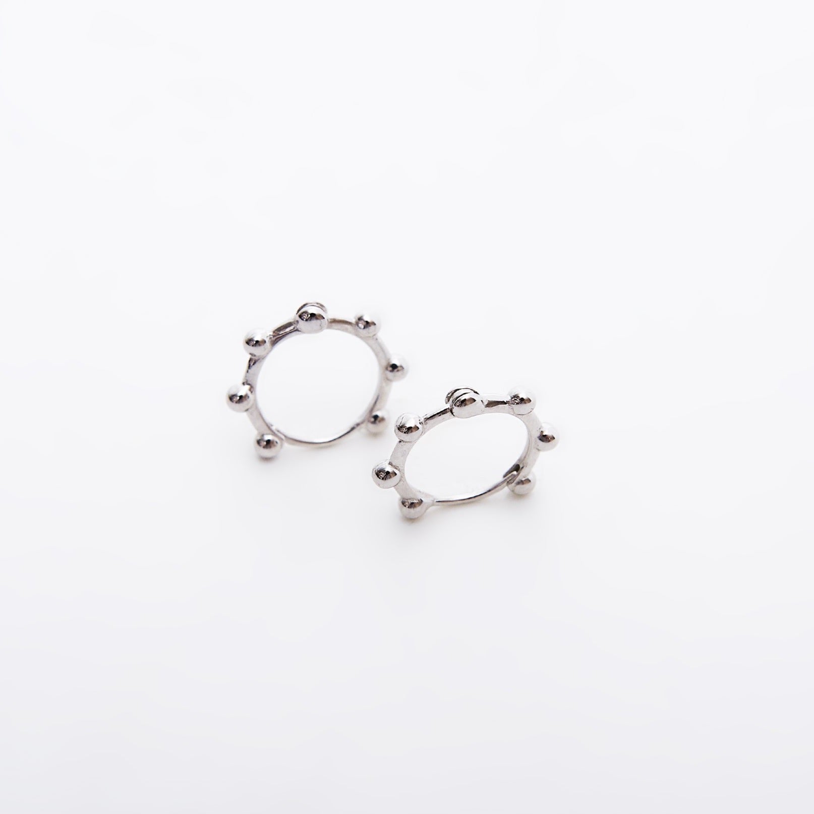 Seven Bead Sterling Silver Hoop Earrings