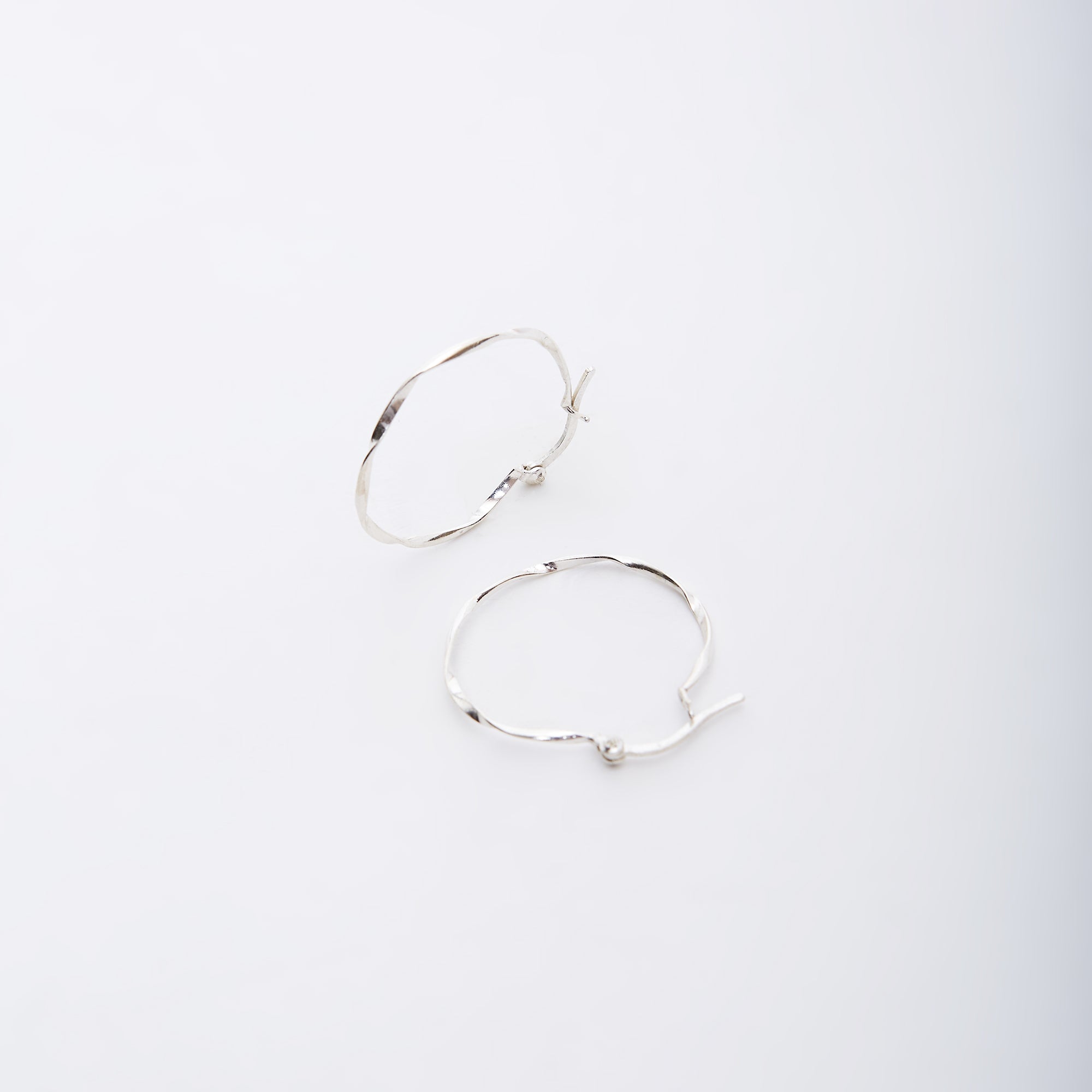 Lightly Twisted Sterling Silver Hoop Earring