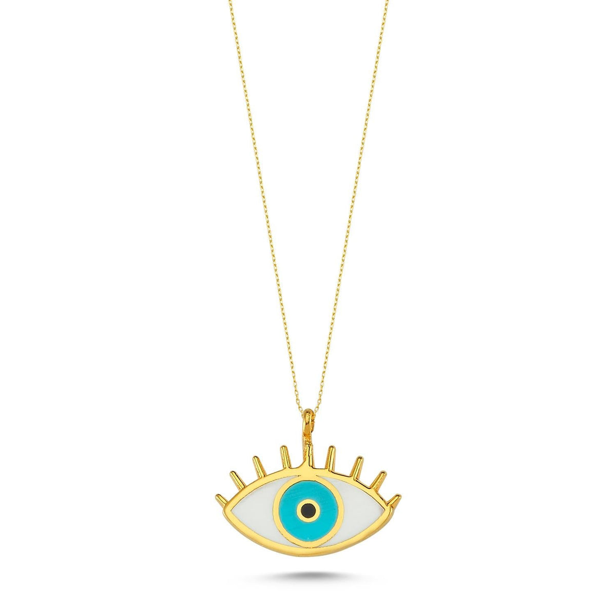 Evil Eye Eyelash Sterling Silver Gold Vermeil Necklace