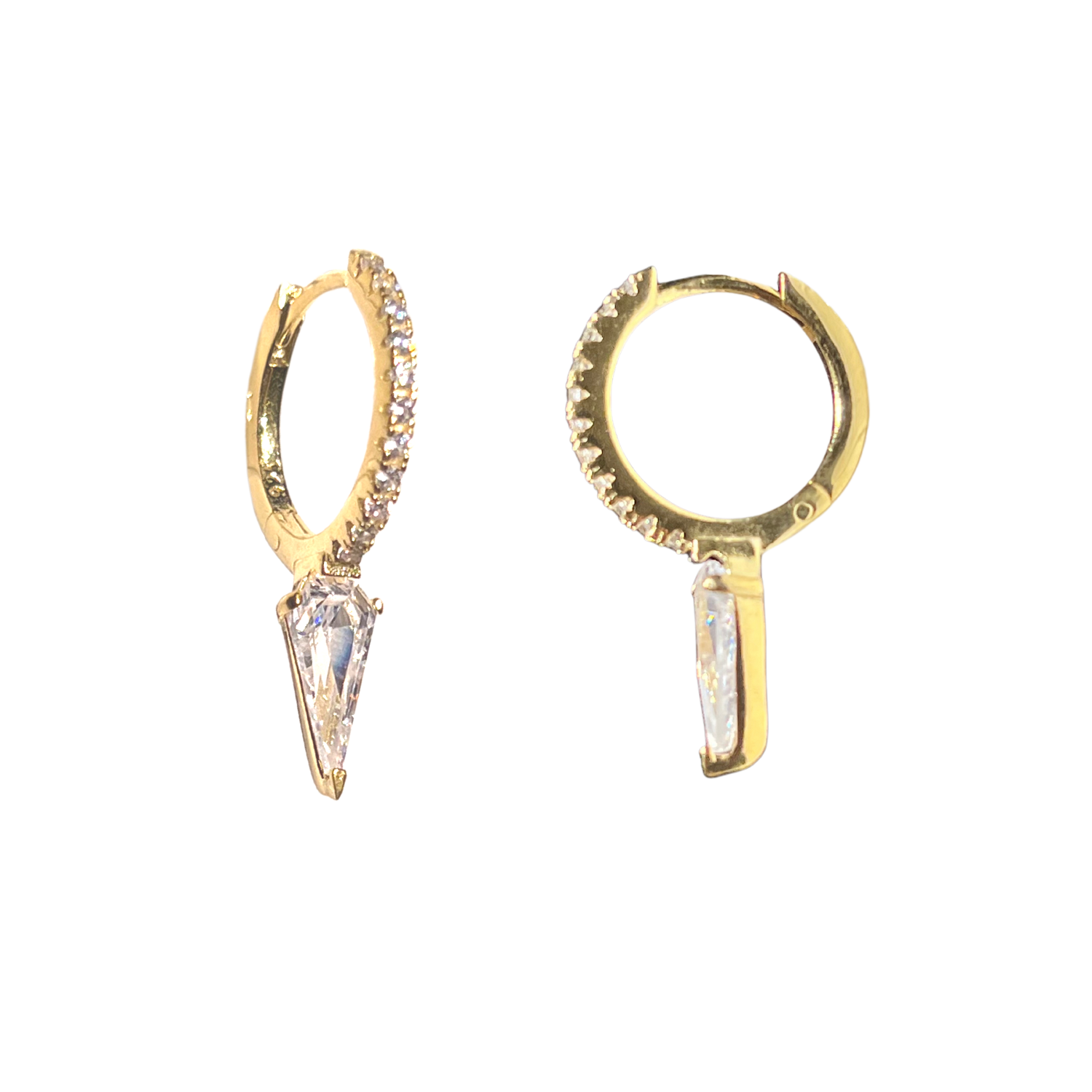 Sterling Silver Triangle Pave Spike Hoop Earring - Spero London