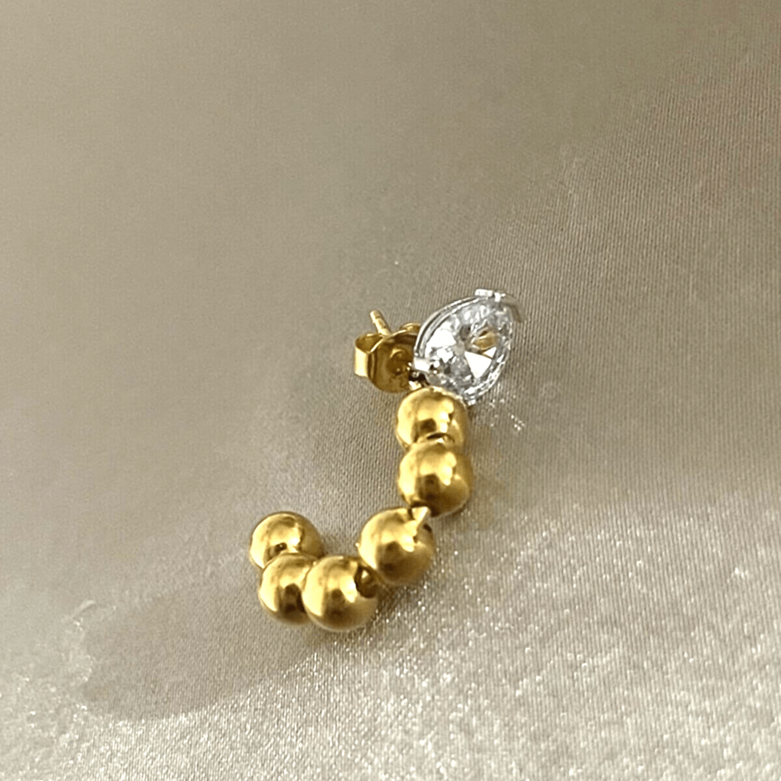 Six Bead Baguette Stone Sterling Silver Earring - Spero London
