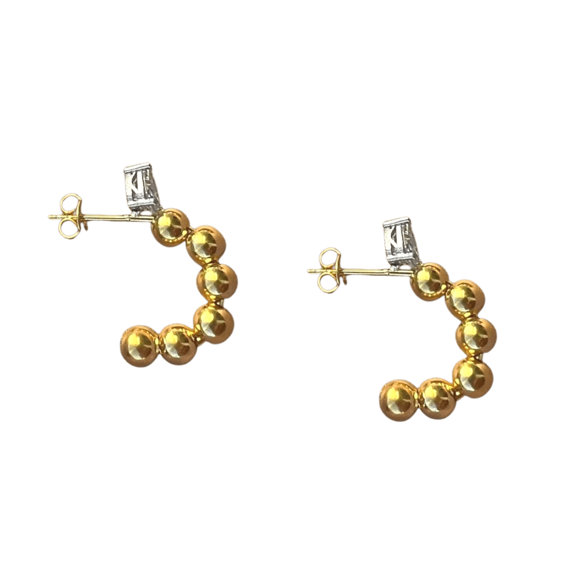 Six Bead Baguette Stone Sterling Silver Earring - Spero London
