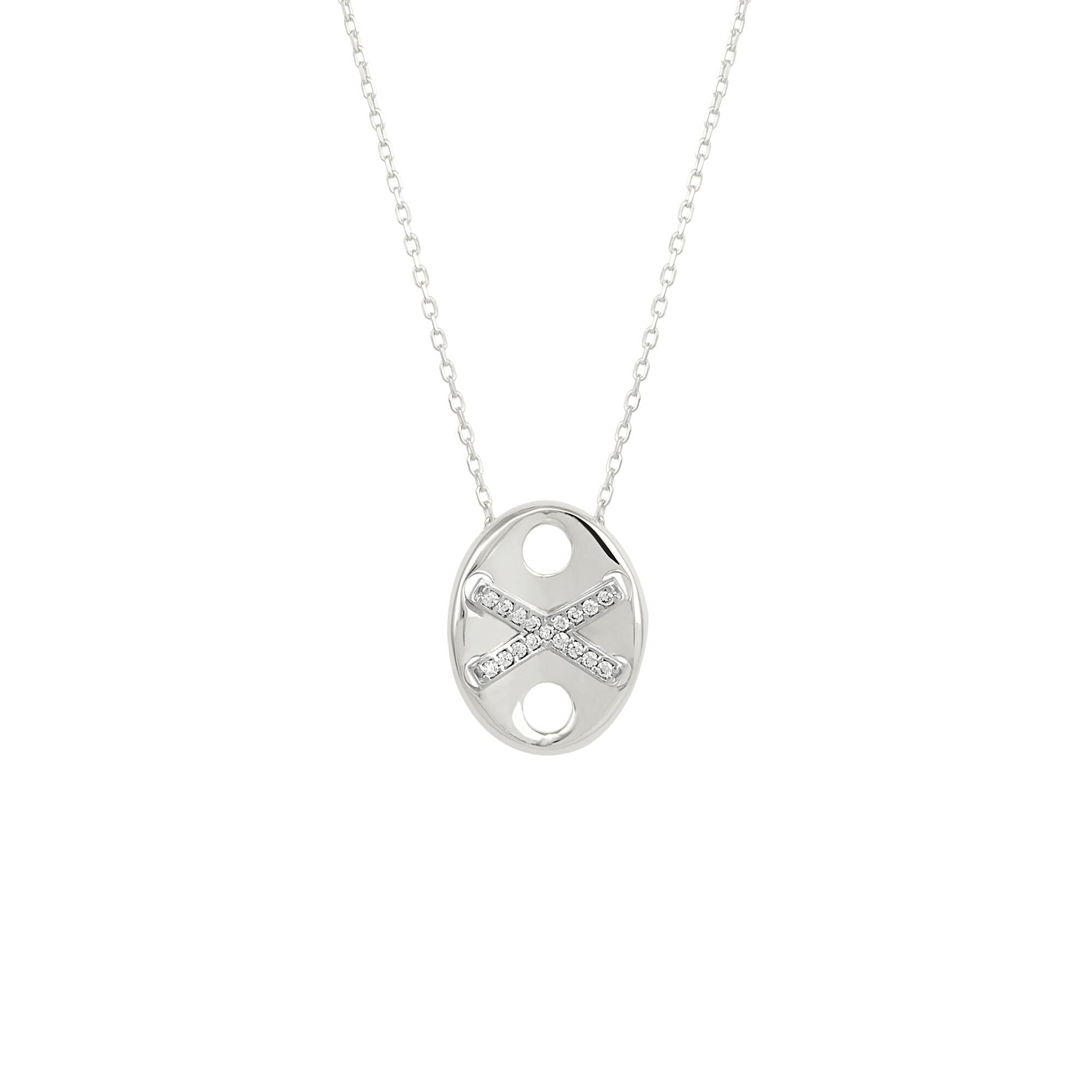 X Necklace Elyptical Sterling Silver