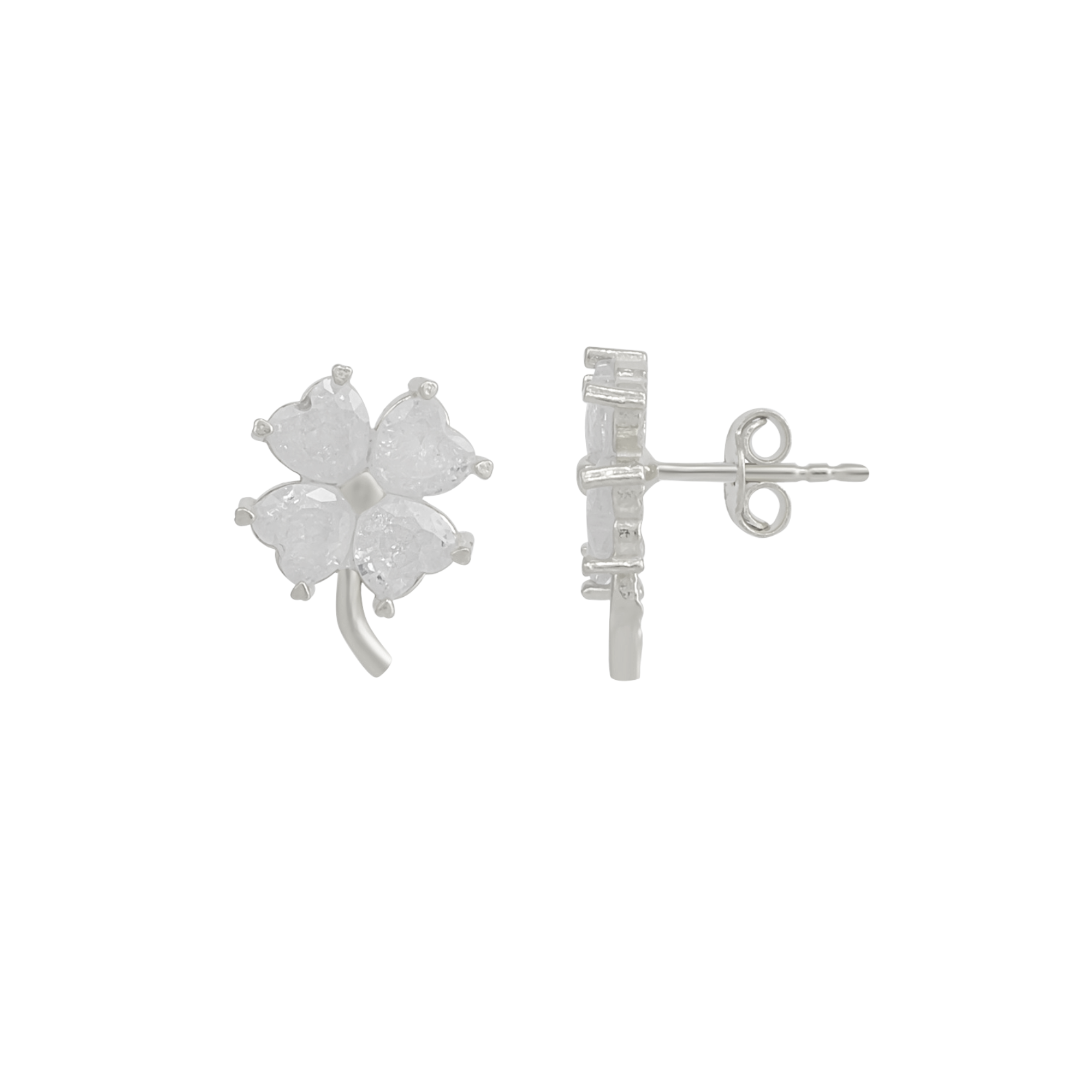 Four Leaf Clover Sterling Silver Stud Earrings