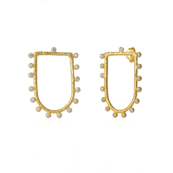 Sterling Shield Crown Natural Textured Earrings