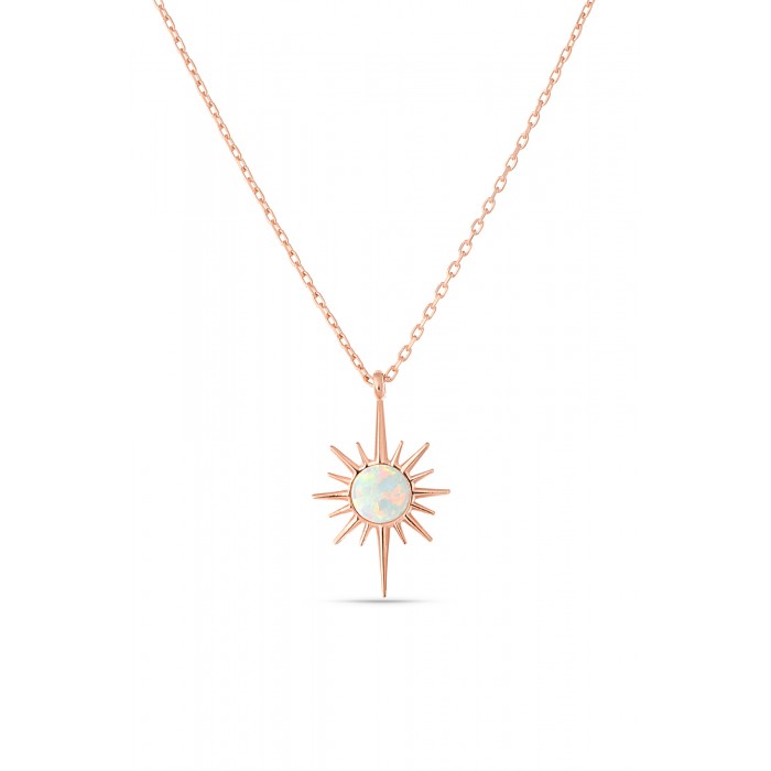 White Opal Northernstar Sterling Silver Pendant Necklace