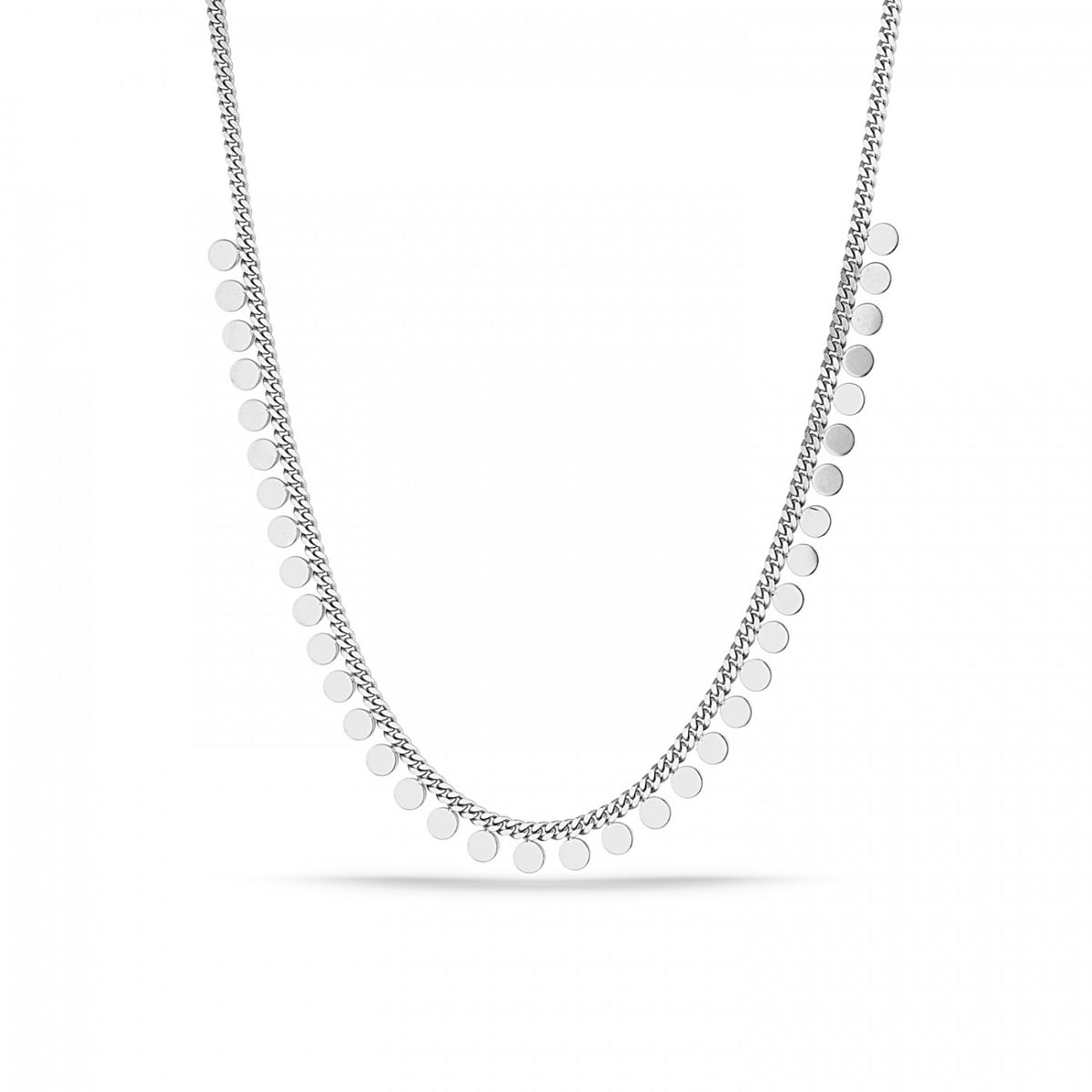 Disk Charm Coin Chain Necklace in Sterling Silver