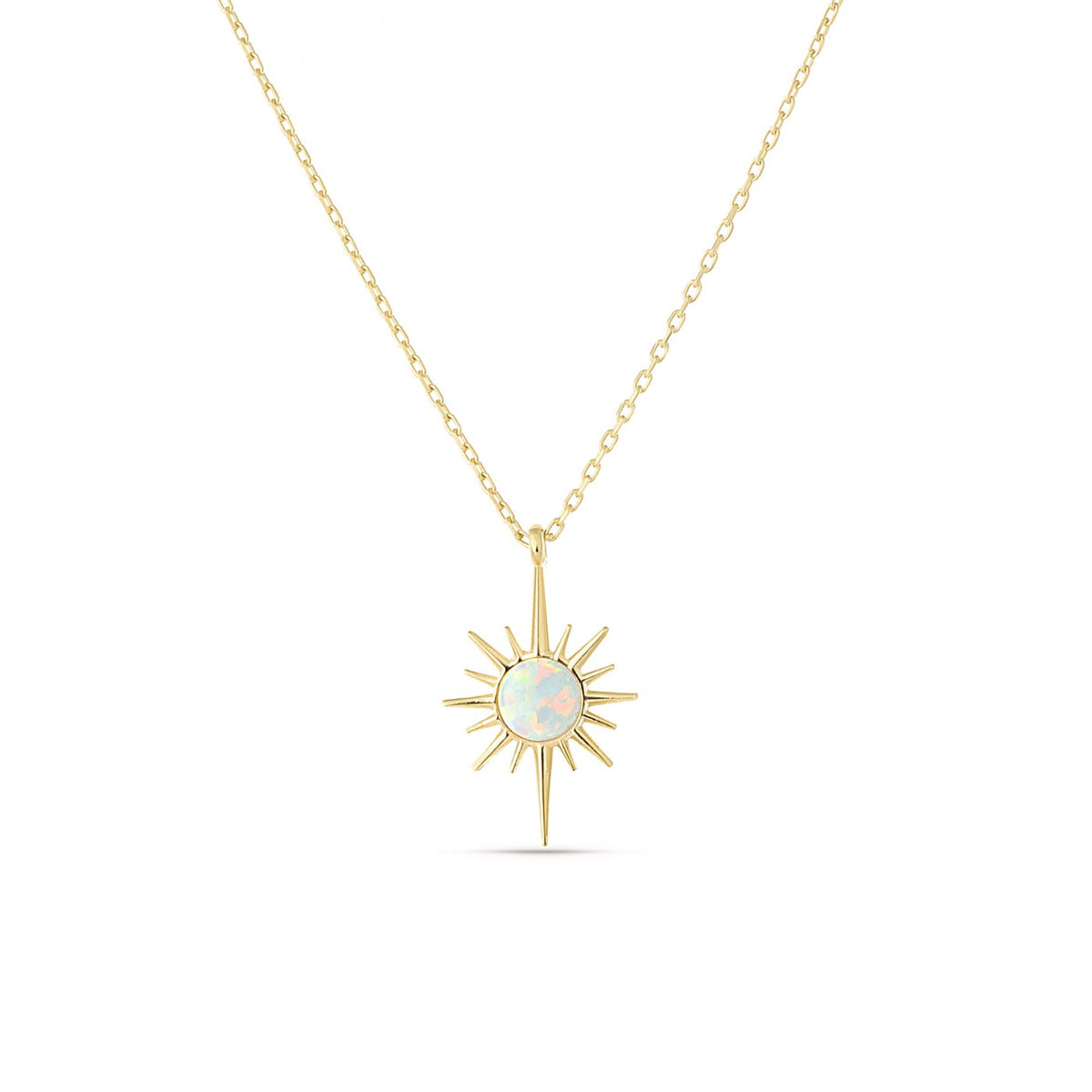White Opal Northernstar Sterling Silver Pendant Necklace