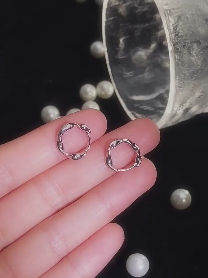 Naturally Twisted Molten Sterling Silver Hoop Earrings