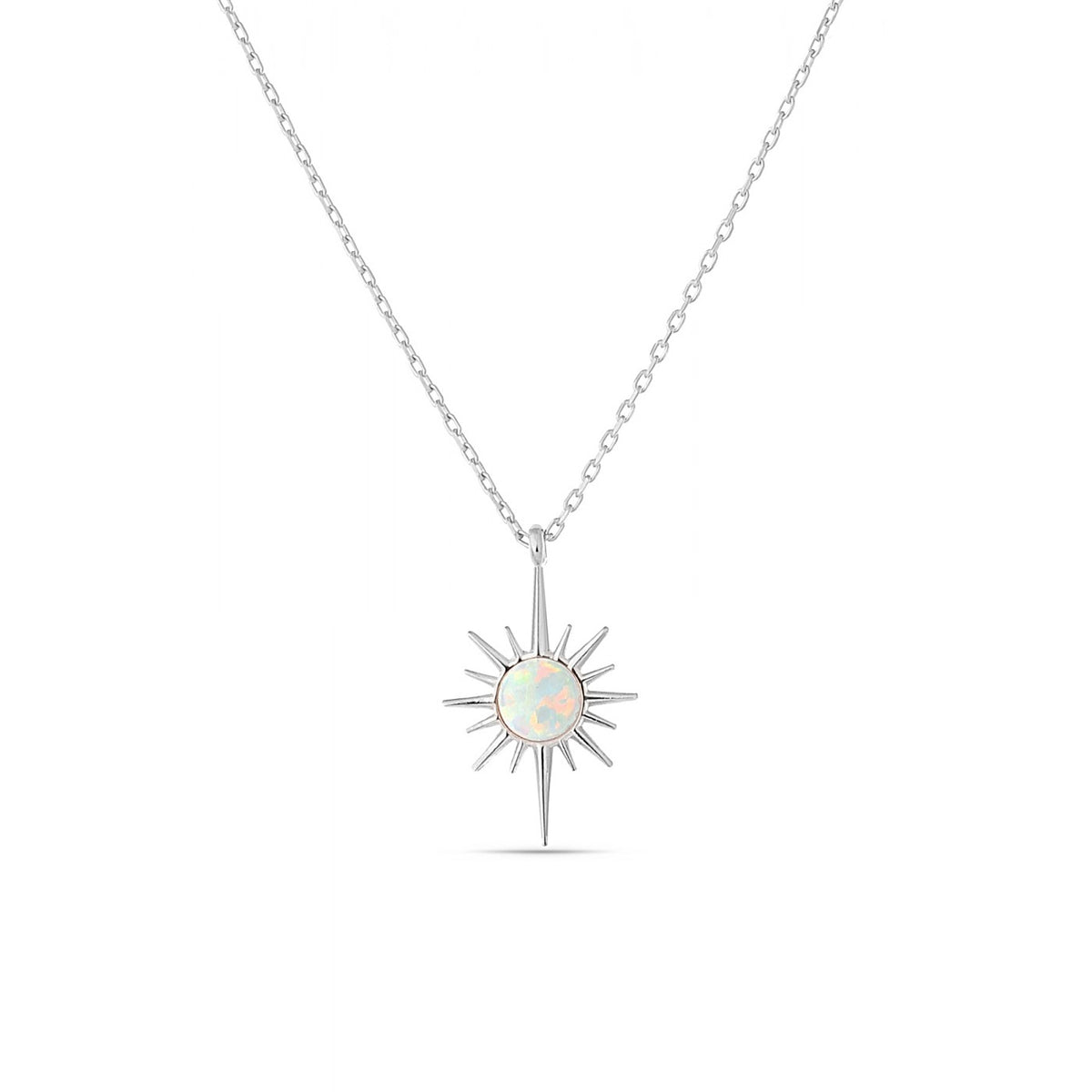 White Opal Northernstar Sterling Silver Pendant Necklace