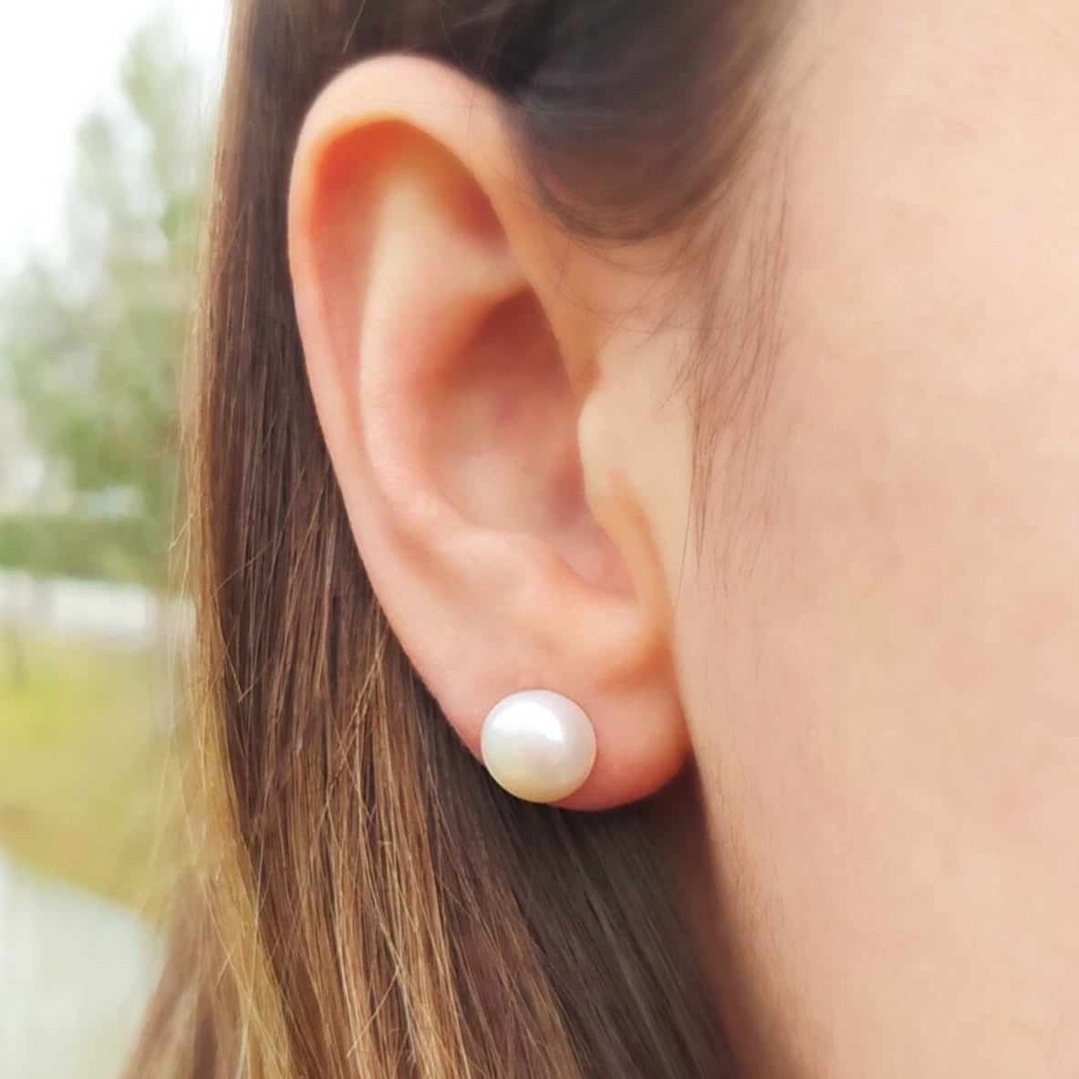 Sterling Silver Natural Pearl Stud Earring - Spero London