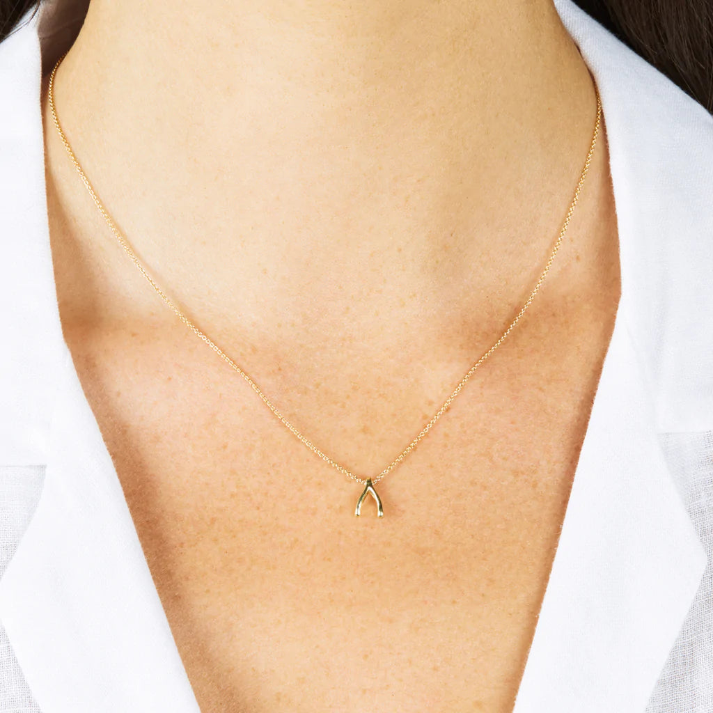 Sterling Silver Mini Wishbone Necklace - Spero London