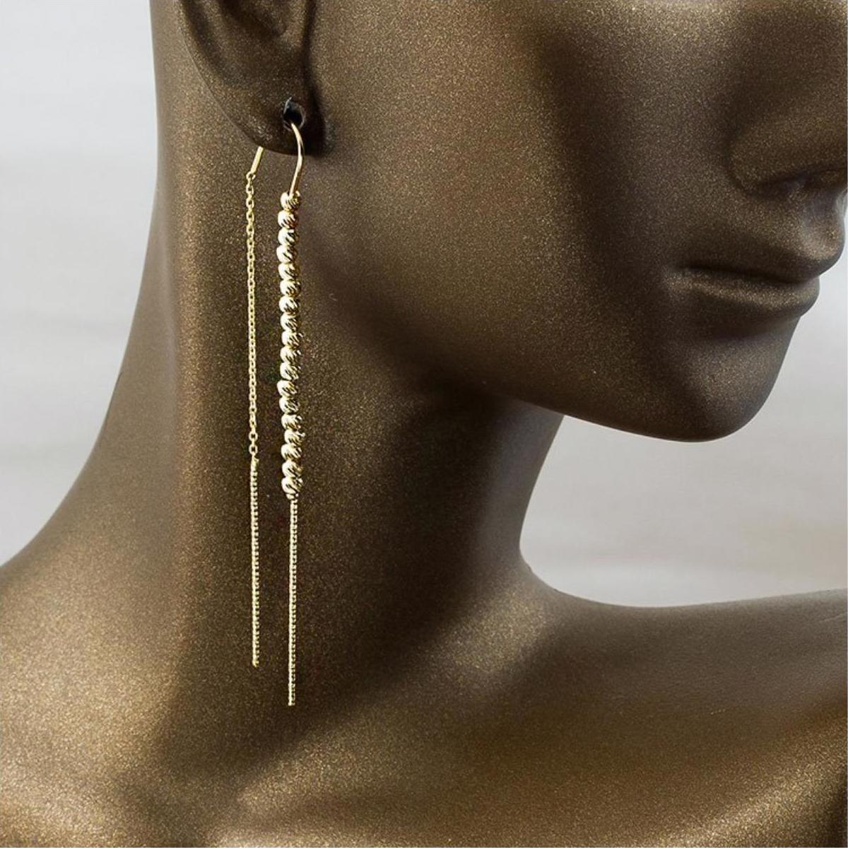 Sterling Silver Dorica Chain Bead Drop Earring - Spero London