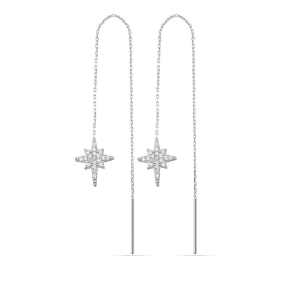 Northernstar Starburst Sterling Chain Drop Earrings