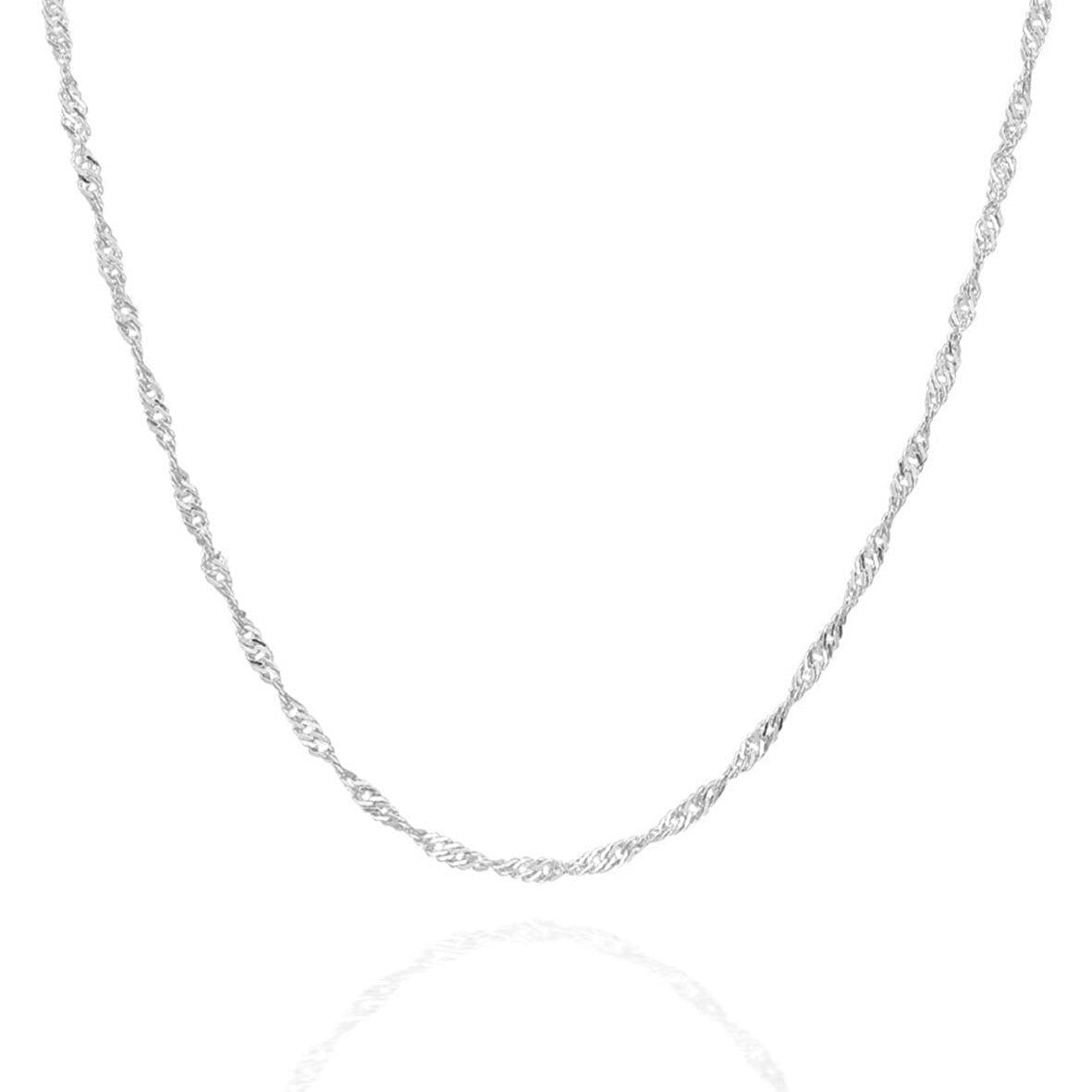 Twisted Curb Singapore Sterling Silver Chain Adjustable size - Spero London