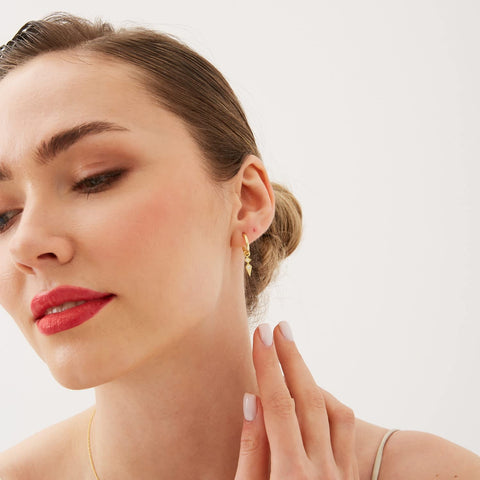 Sterling Silver Pave Spike Rhombus Drop Earrings