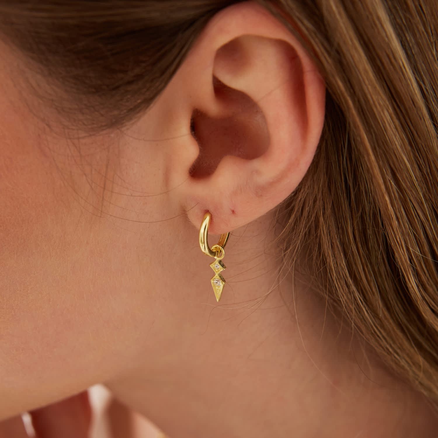Sterling Silver Pave Spike Rhombus Drop Earrings