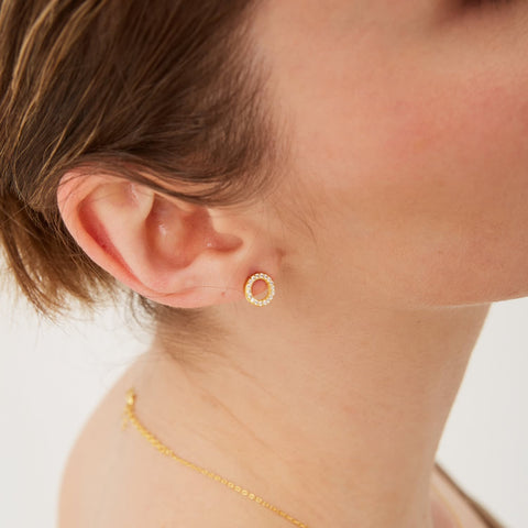 Sterling Silver Zirconia Circle Round Earrings