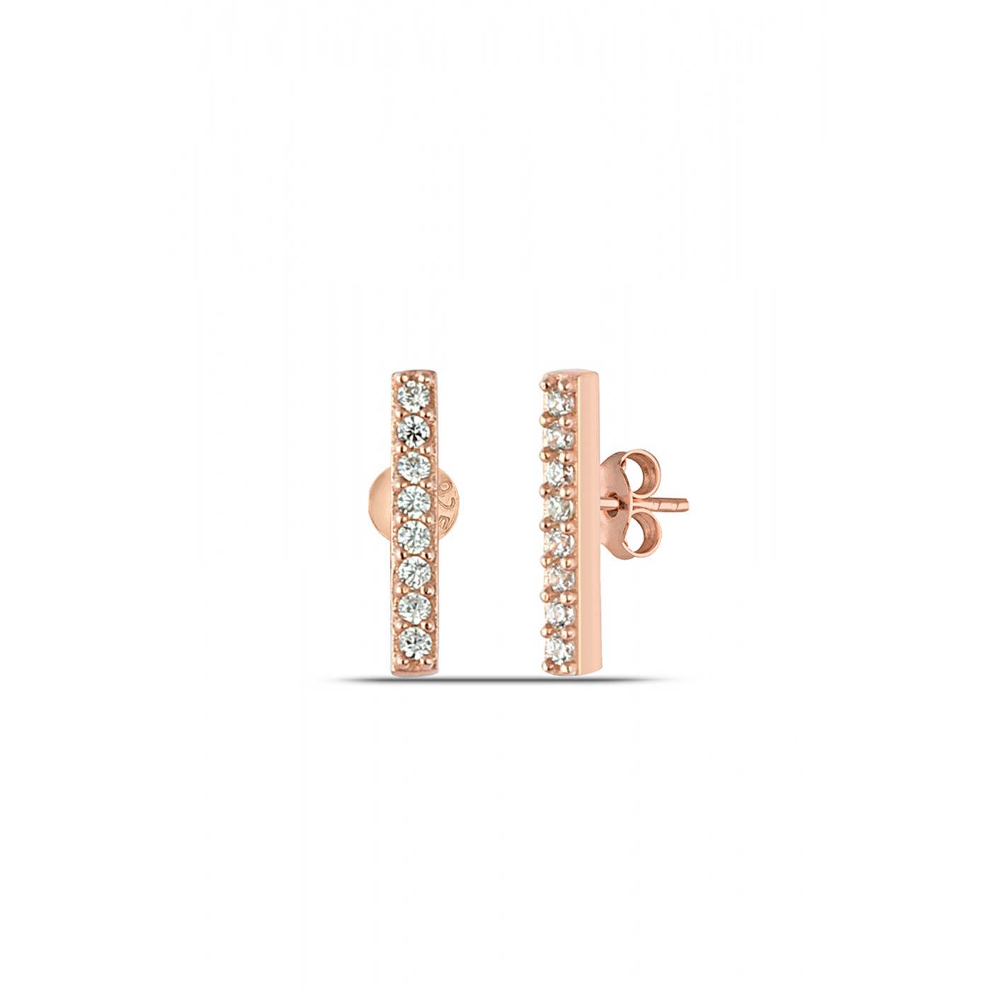 Bar Stud Zirconia Earring Sterling Silver