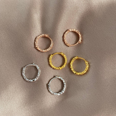 Molten Wavy Sterling Silver Textured Hoop Earrings