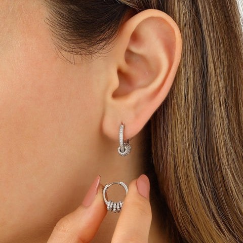 Sterling Silver CZ Jewelled Hoops - Spero London